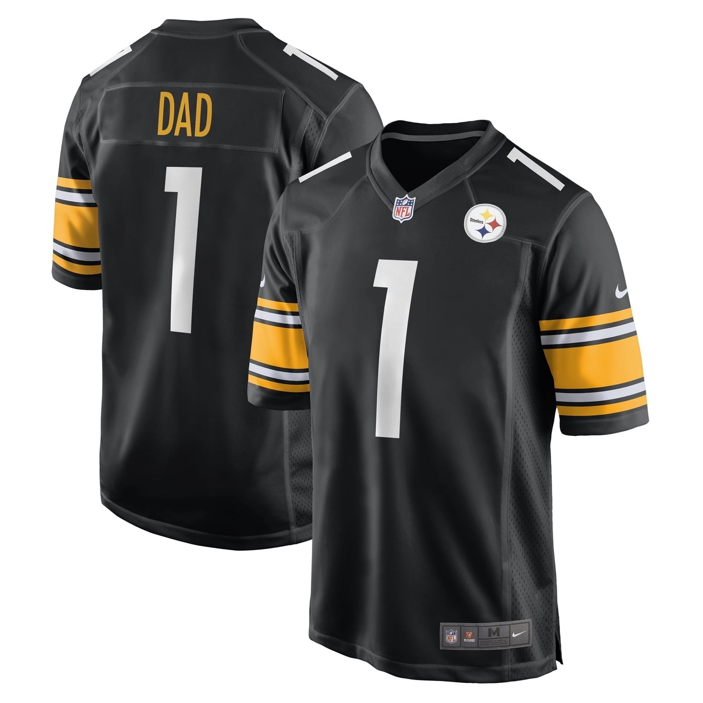 Men's Nike Number 1 Dad Black Pittsburgh Steelers Game Jersey